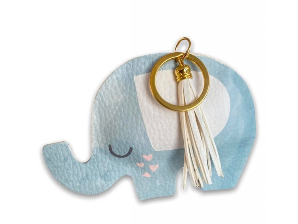 Δερμάτινο μπρελόκ σιέλ  ελεφαντάκι (12-9εκ)