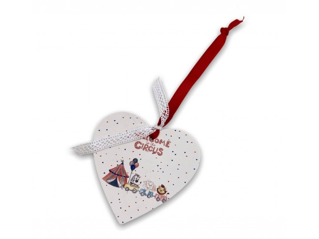  Ξύλινη καρδιά λευκή circus (10*18 εκ)