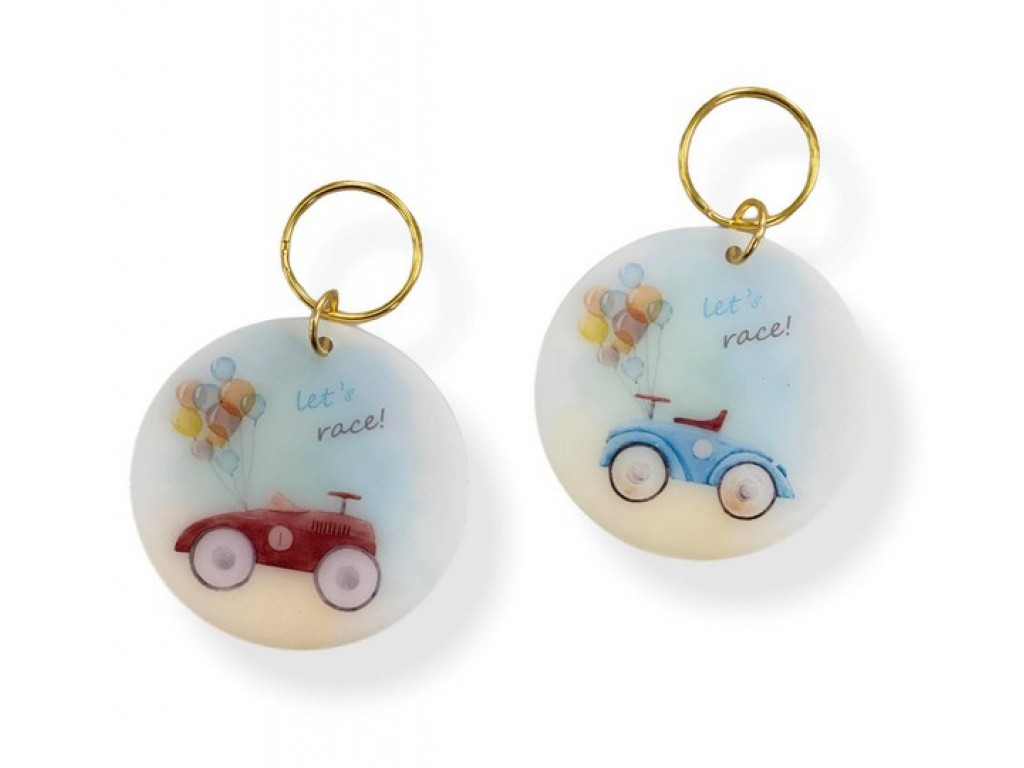  Μπρελόκ plexiglas Let’s Race 2 σχέδια  (6*6εκ) 